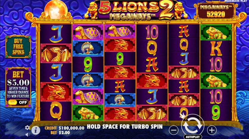 Символы и значения в слоте 5 Lions Megaways 2 в 1Win Casino
